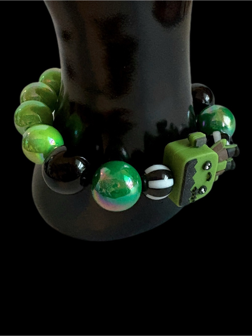 Handmade Baby Frankenstein Charm Beaded Stretch Bracelet - Picture 5 of 5